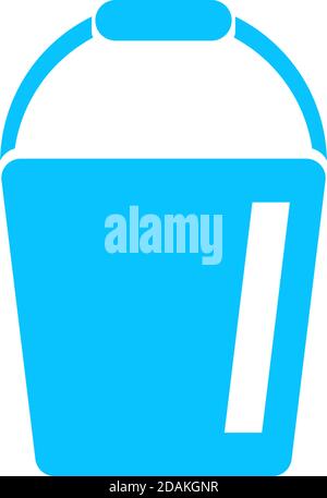 Bucket icon flat. Blue pictogram on white background. Vector illustration symbol Stock Vector