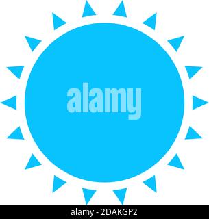 Sun icon flat. Blue pictogram on white background. Vector illustration symbol Stock Vector