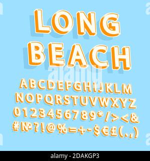 Long Beach vintage 3d vector alphabet set Stock Vector