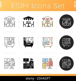 Interior decoration icons set Stock Vector