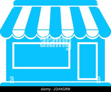 Showcase Kiosk icon flat. Blue pictogram on white background. Vector illustration symbol Stock Vector