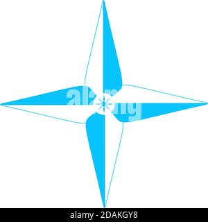 Wind rose icon flat. Blue pictogram on white background. Vector illustration symbol Stock Vector