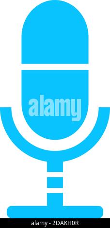 Microphone icon flat. Blue pictogram on white background. Vector illustration symbol Stock Vector