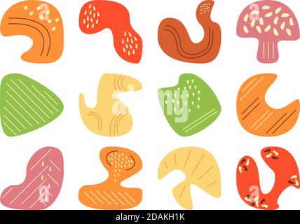 Picking mushrooms in autumn forest flat vector abstract elements set Stock Vector