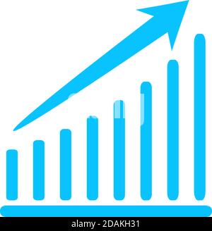 Graph icon flat. Blue pictogram on white background. Vector illustration symbol Stock Vector