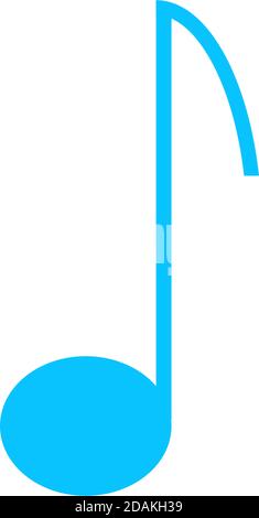 Music note icon flat. Blue pictogram on white background. Vector illustration symbol Stock Vector