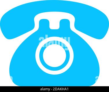 Old phone icon flat. Blue pictogram on white background. Vector illustration symbol Stock Vector