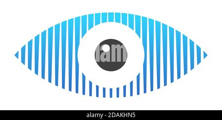 Eye icon, human eye symbol, isolated on white background. Logo template. Flat design style. Blue and black color.Vector color illustration. Stock Vector