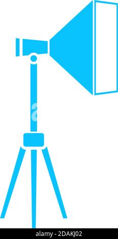 Studio lighting icon flat. Blue pictogram on white background. Vector illustration symbol Stock Vector