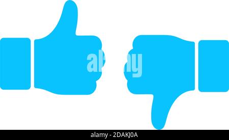 Dislike like icon flat. Blue pictogram on white background. Vector illustration symbol Stock Vector