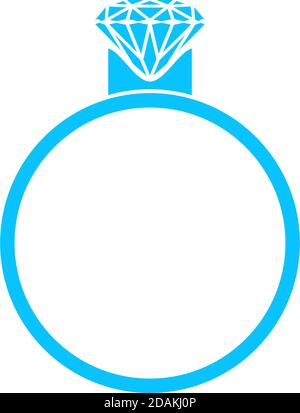 Diamond ring icon flat. Blue pictogram on white background. Vector illustration symbol Stock Vector