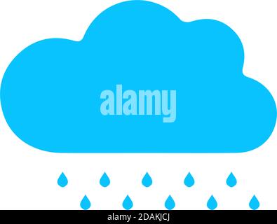 Rain icon flat. Blue pictogram on white background. Vector illustration symbol Stock Vector