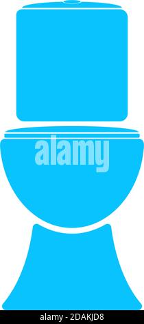Toilet Bowl icon flat. Blue pictogram on white background. Vector illustration symbol Stock Vector