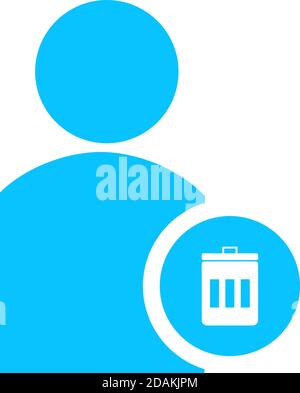 Remove contact icon flat. Blue pictogram on white background. Vector illustration symbol Stock Vector