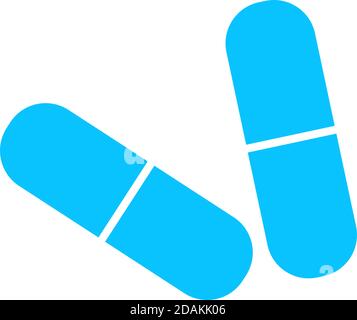 Capsule icon flat. Blue pictogram on white background. Vector illustration symbol Stock Vector