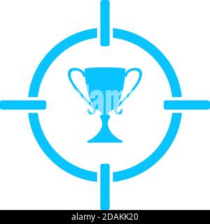 Target cup trophy icon flat. Blue pictogram on white background. Vector illustration symbol Stock Vector