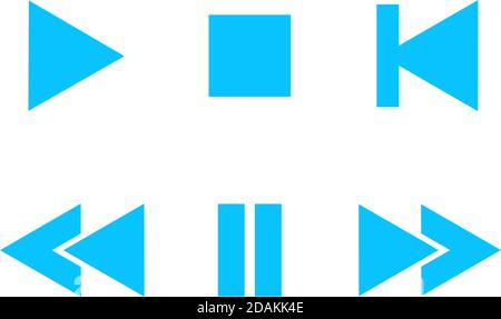 Music button icon flat. Blue pictogram on white background. Vector illustration symbol Stock Vector