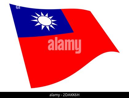 Taiwan waving flag graphic isolated on white with clipping path 3d illustration Stock Photo