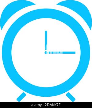 Clock icon flat. Blue pictogram on white background. Vector illustration symbol Stock Vector