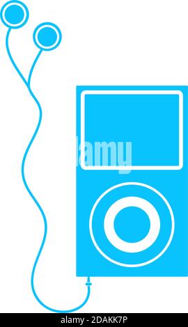 Audio player icon flat. Blue pictogram on white background. Vector illustration symbol Stock Vector