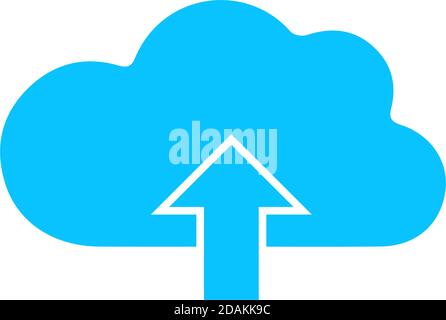 Upload cloud icon flat. Blue pictogram on white background. Vector illustration symbol Stock Vector