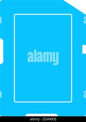 Memory card icon flat. Blue pictogram on white background. Vector illustration symbol Stock Vector