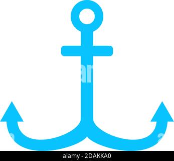 Anchor icon flat. Blue pictogram on white background. Vector illustration symbol Stock Vector