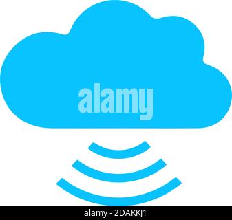 Wi-Fi cloud icon flat. Blue pictogram on white background. Vector illustration symbol Stock Vector