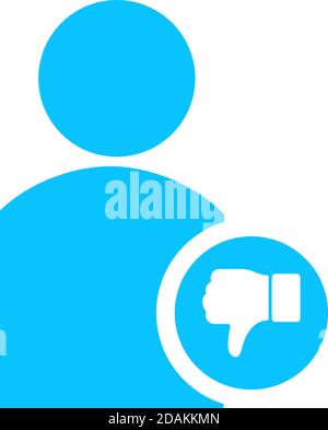Dislike avatar icon flat. Blue pictogram on white background. Vector illustration symbol Stock Vector