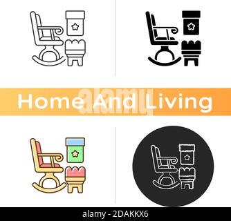 Rocking chairs and ottomans icon Stock Vector