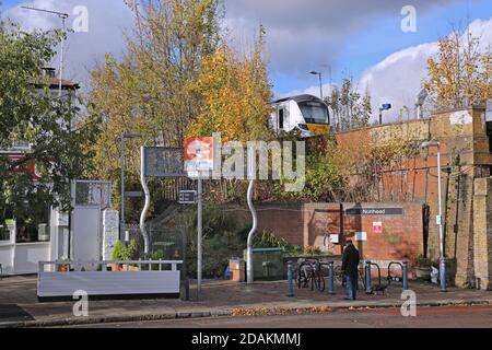 The railway bridge next to the train station in Redhill Surrey with ...