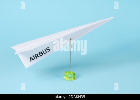 A civil aviation industry brand represented with a paper plane Stock Photo