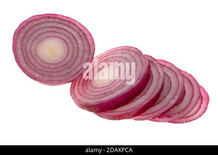 Sliced red onions - white background Stock Photo