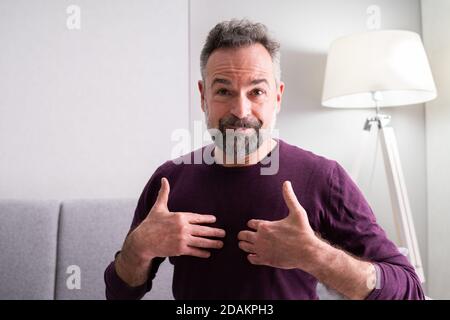 Senior Learning Sign Language For Deaf Disabled Stock Photo