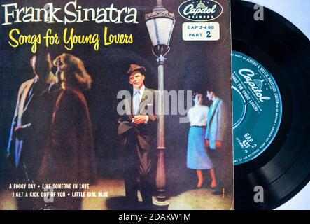 Songs For Young Lovers seven inch vinyl EP by Frank Sinatra, released on the Capitol Records label Stock Photo