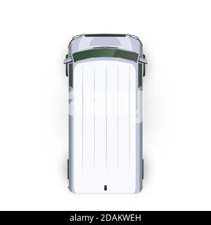 Top view of realistic glossy white van, car on white Stock Vector
