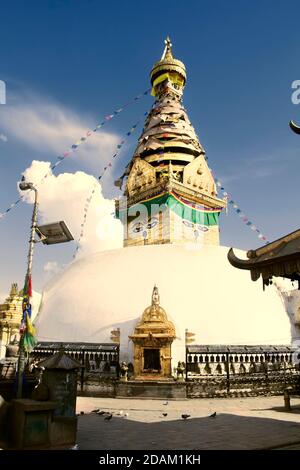 Buddhist stupa in Kathmandu valley, Nepal. Swayambhunath (Monkey Temple) Stock Photo