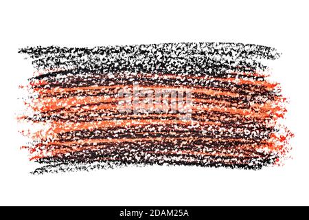 Crayon doodle background.  Red black rectangle by scratches isolated on white.  Abstract background, space for your own text Stock Photo