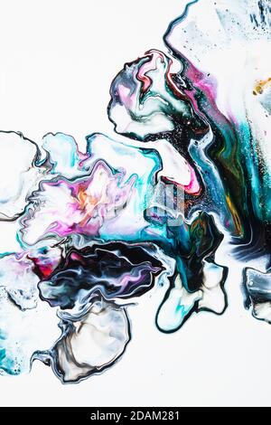 Floral fluid art abstract background. Colorful liquid paint texture Stock Photo