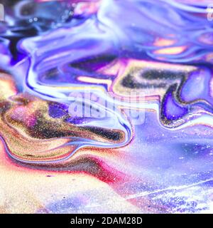 Colorful abstract background with fluid paint. Hand drawn texture Stock Photo