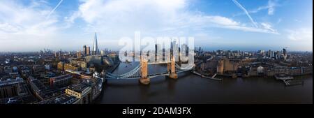 Stunning London city sunrise aerial view