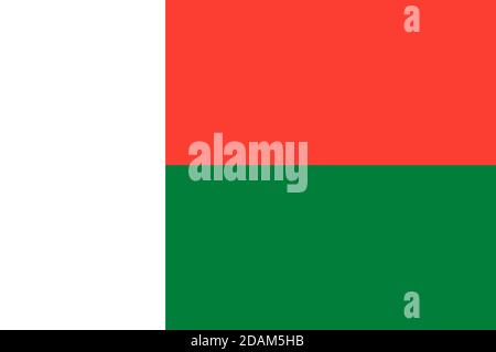 Flag of Madagascar. Official colors. Correct proportion. Vector illustration Stock Vector