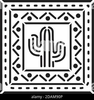 mexican cactus icon in square Stock Vector