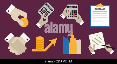 Business icons set. Flat style vector illustration Stock Vector