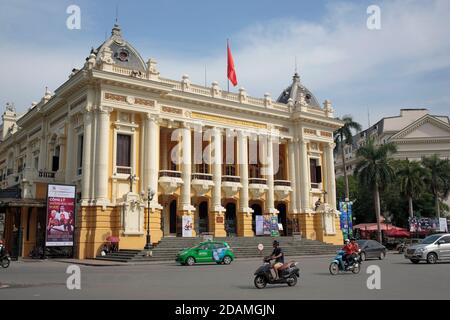 Hanoi Opera House, street view, in the morning, Old Quarter, Hanoi, Vietnam 9 Sept 2016 Stock Photo