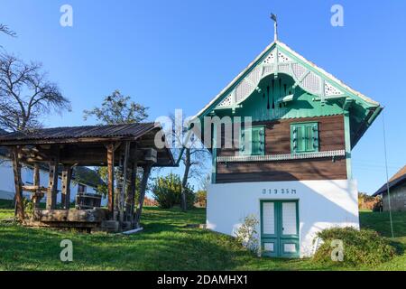 Deutsch Schützen-Eisenberg: vineyard house, wine press at Deutsch Schützner Bergen, Südburgenland, Burgenland, Austria Stock Photo