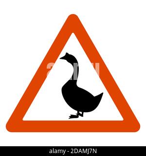 road sign,   goose  crossing the road, vector illustration Stock Photo