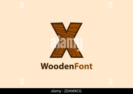 Abstract letter X logo with wood grain texture design concept. modern and creative logo design. Stock Vector