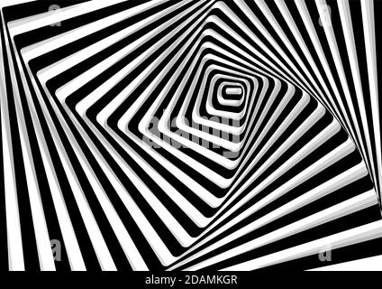 geometric illusion background, black and white curved lines, vector illustration, eps 10 Stock Vector