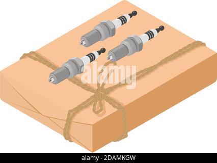 Spark plug icon. Isometric illustration of spark plug vector icon for web Stock Vector